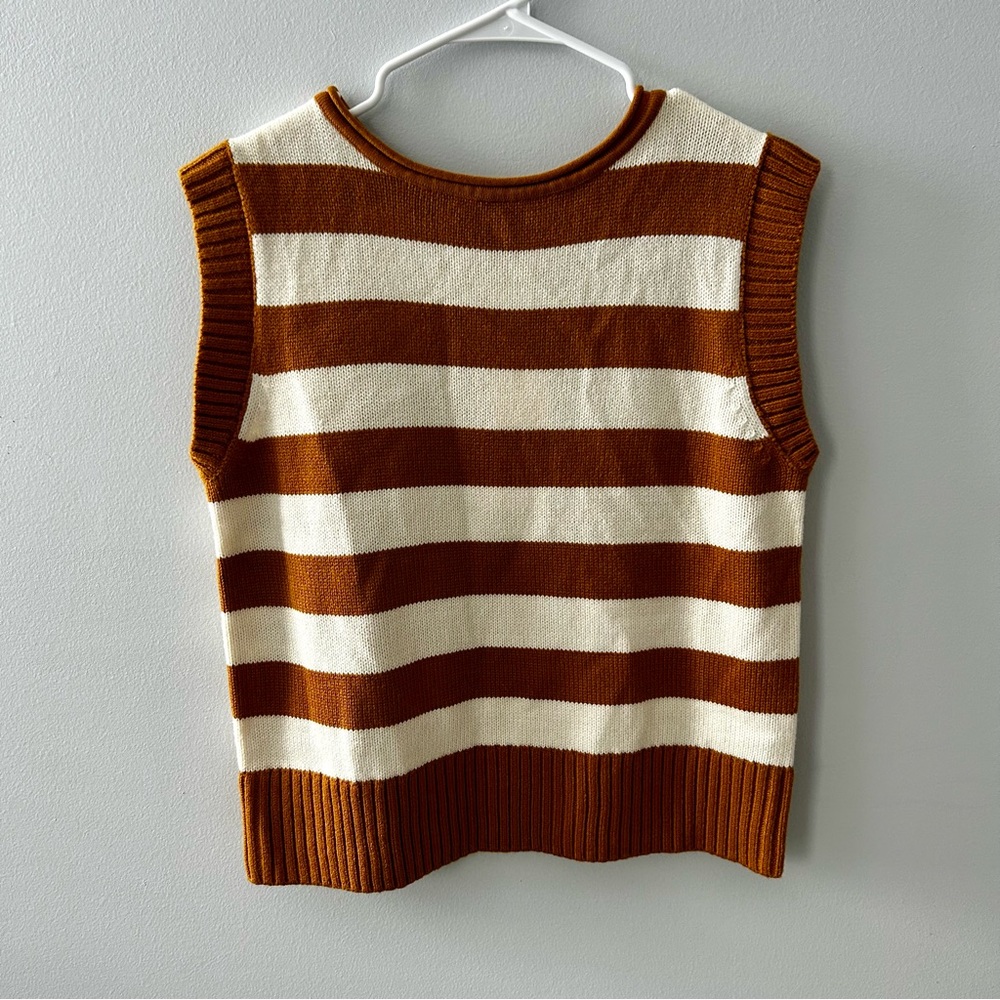 Adyson Parker Golden Brown Striped Sleeveless Sweater Vest NWT Size Small